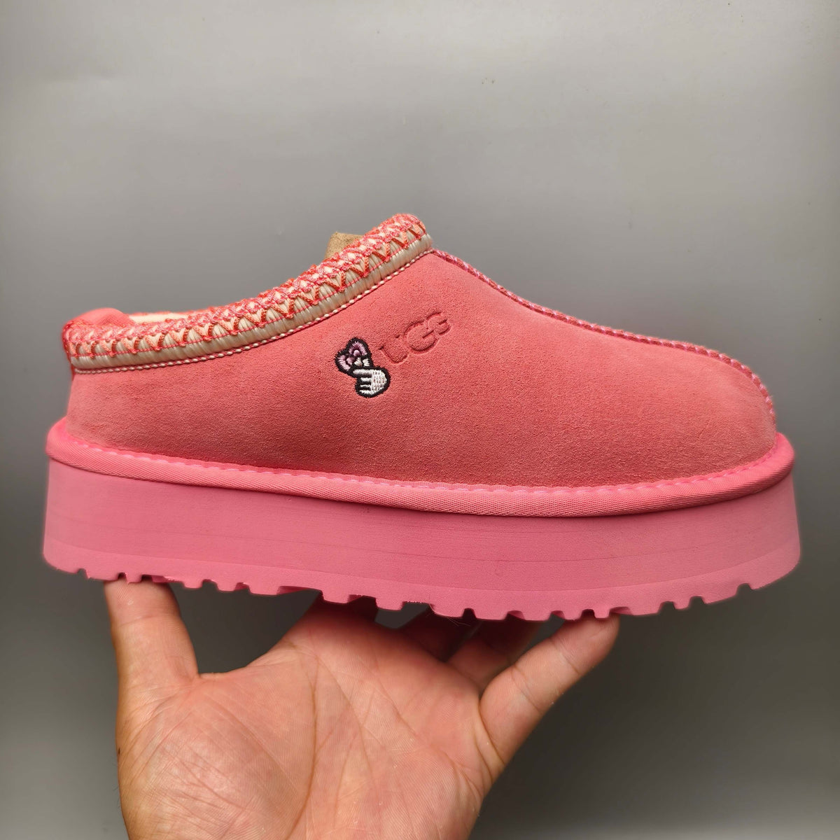Rose Red Ethnic Style Chunky Sole Casual Sneakers — New Arrival | In Stock