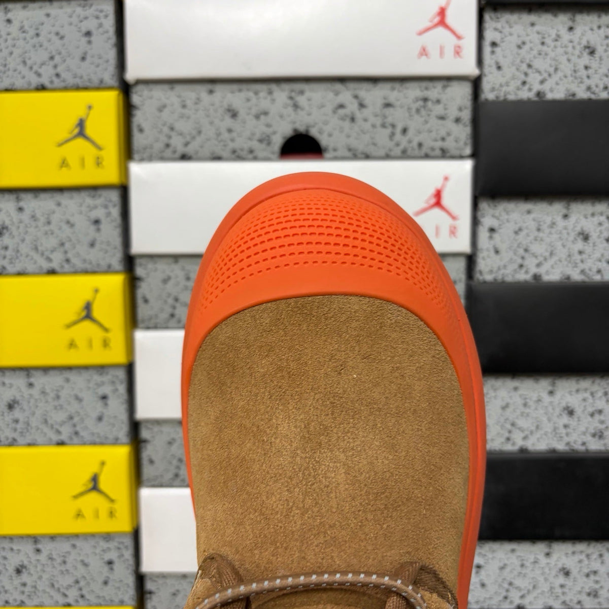 UGG Lace-Up Hiker Chukka Boot – Suede Boot with Orange Lug Sole, Drawstring Collar & UGG Diamond Heel in Tan