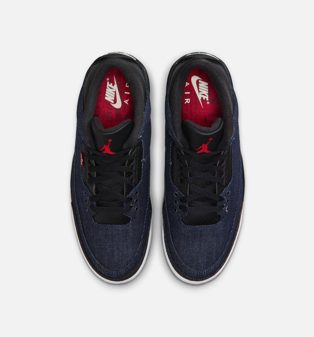 Air Jordan 3 x Levi's Indigo and Gym Red – Men's Lifestyle Shoe in Denim/Black/Sail