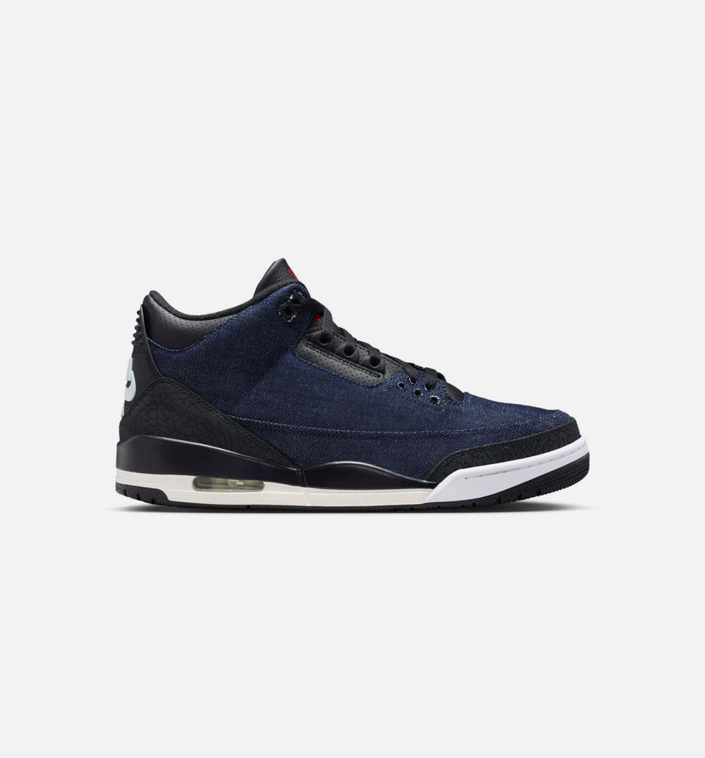Air Jordan 3 x Levi's Indigo and Gym Red Men's Sneakers - Denim / Black / Sail