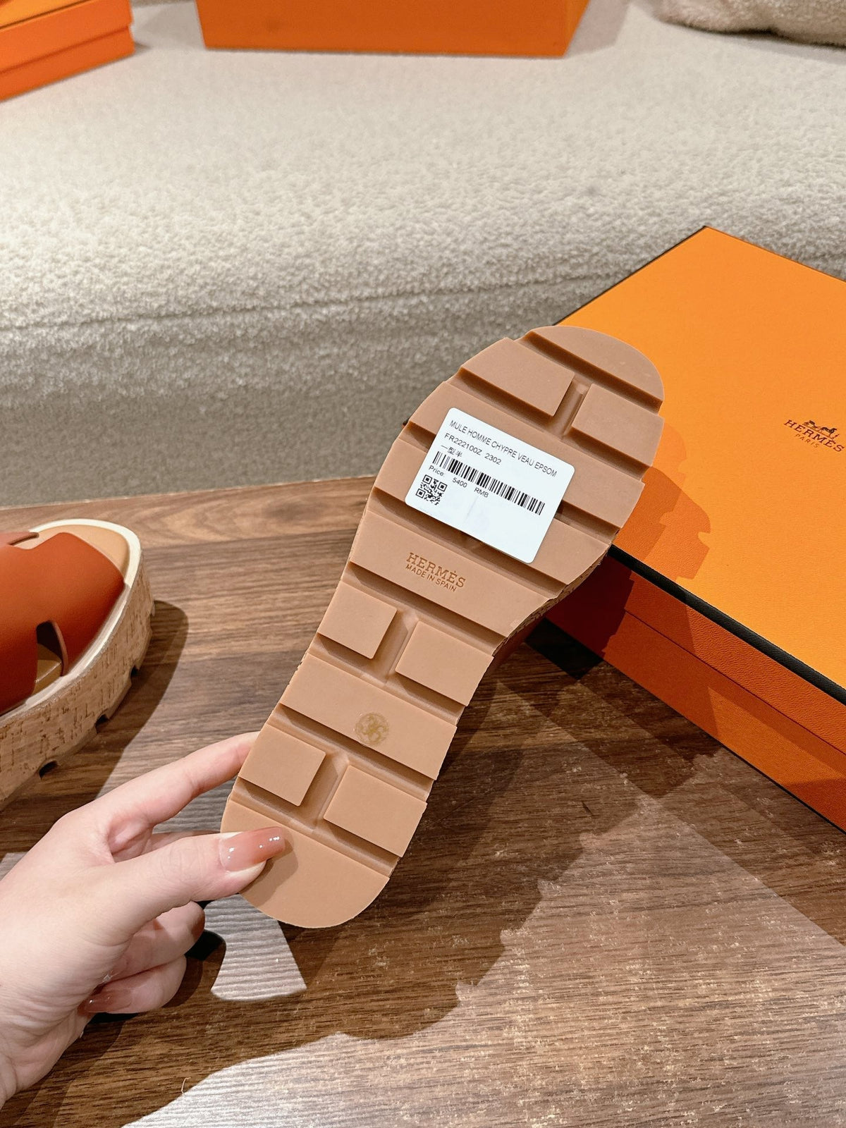 Hermès H-Strap Calfskin Platform Sandals