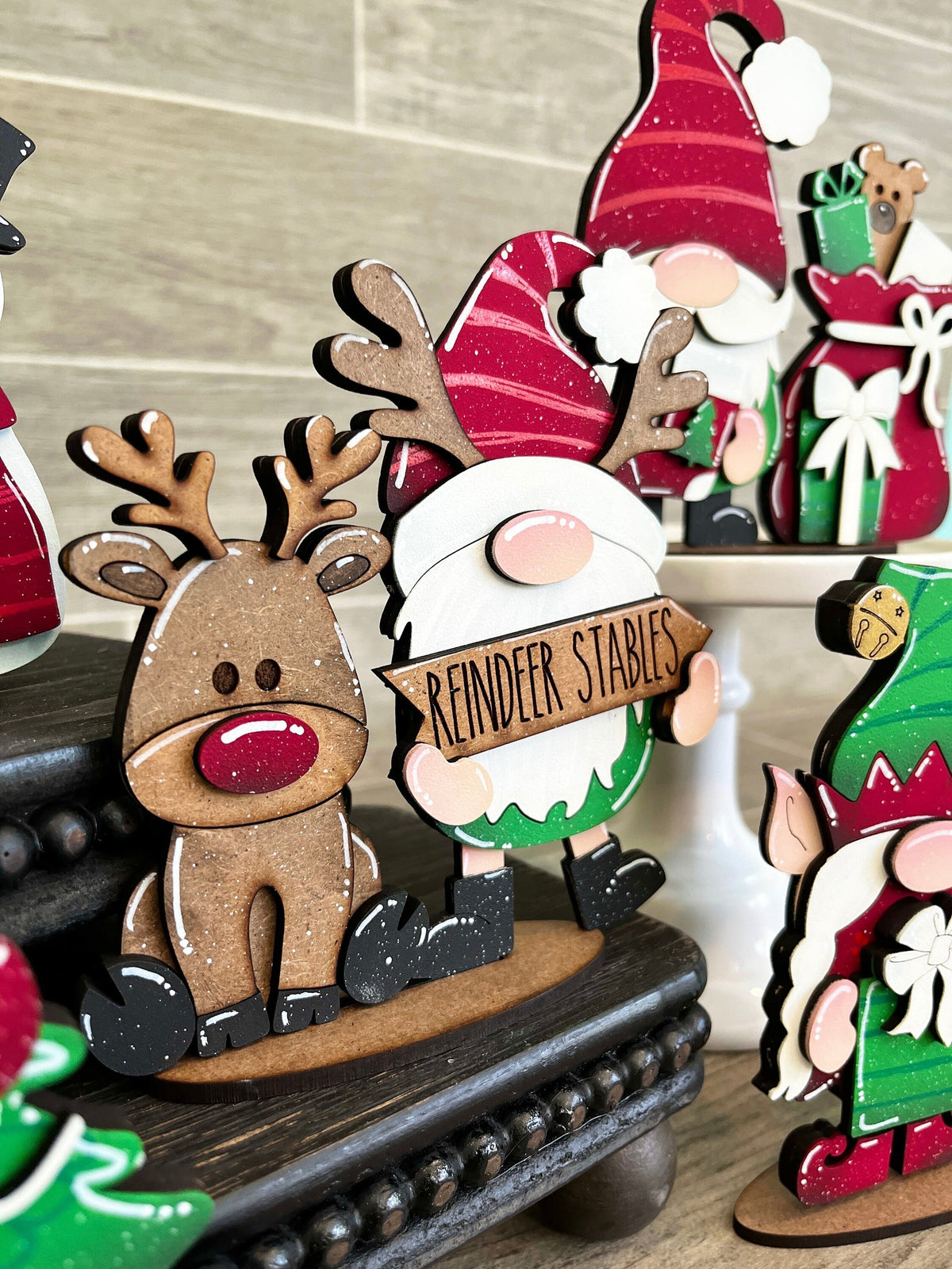 Christmas Tiered Tray Gnome File SVG, Rudolph, Elf, Snowman, Glowforge, LuckyHeartDesignsCo