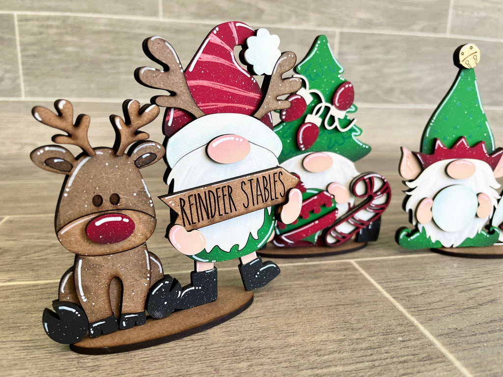 Christmas Tiered Tray Gnome File SVG, Rudolph, Elf, Snowman, Glowforge, LuckyHeartDesignsCo