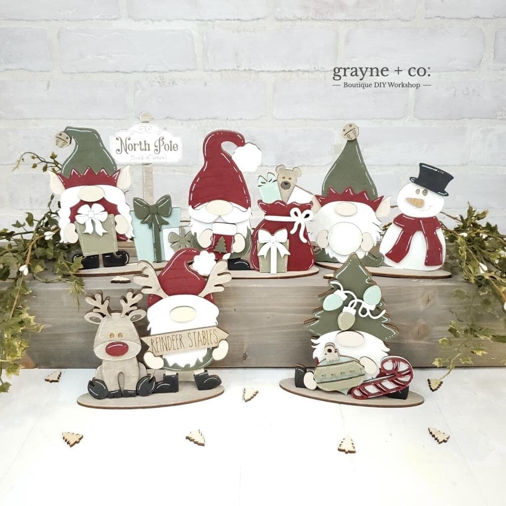 Christmas Tiered Tray Gnome File SVG, Rudolph, Elf, Snowman, Glowforge, LuckyHeartDesignsCo