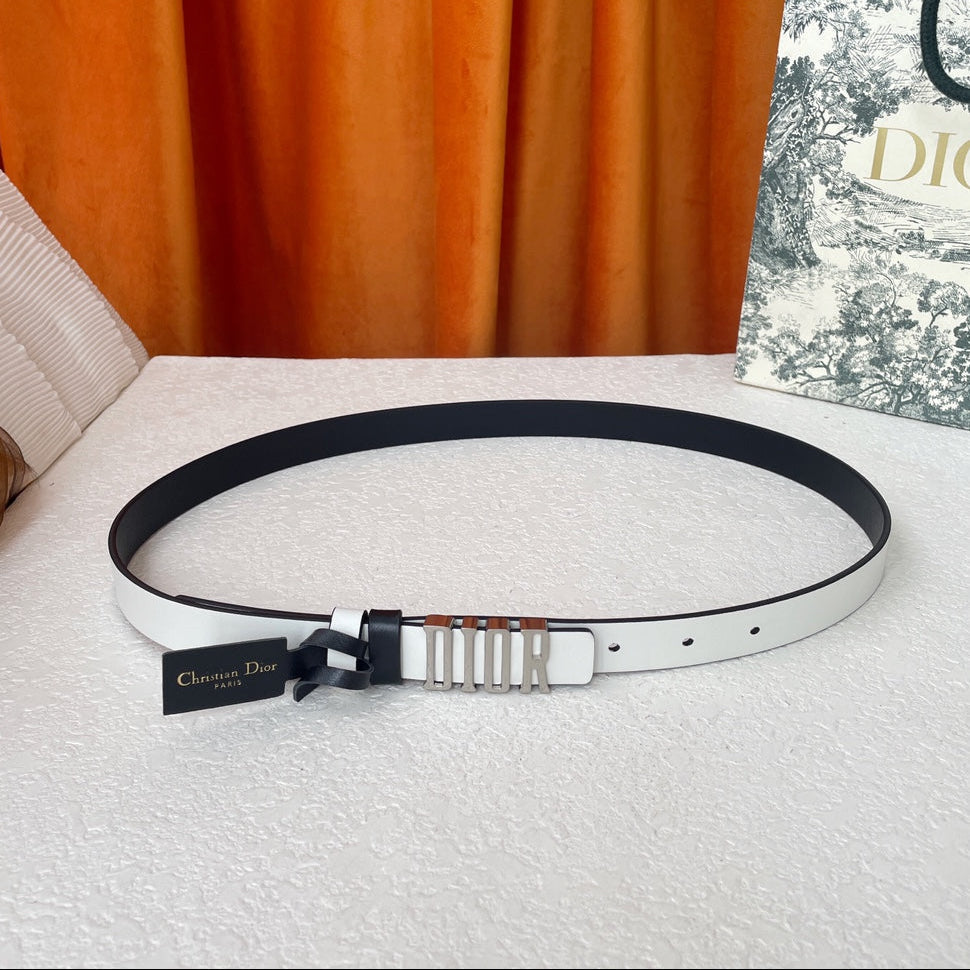 DIOR 25S BELT 20 MM IN WHITE CALFSKIN 562037