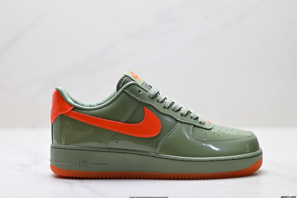Nike Air Force 1 Low Sage Green Orange Unisex Sneakers Style 23
