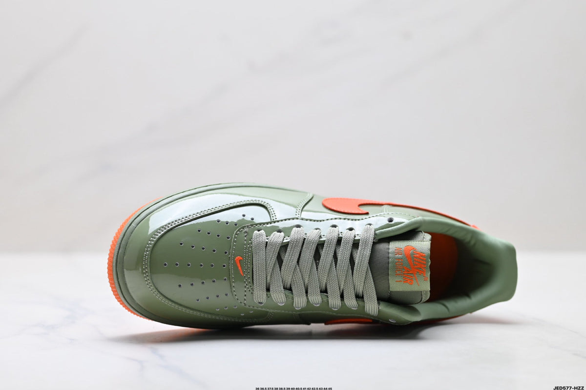 Nike Air Force 1 Low Sage Green Orange Unisex Sneakers Style 23