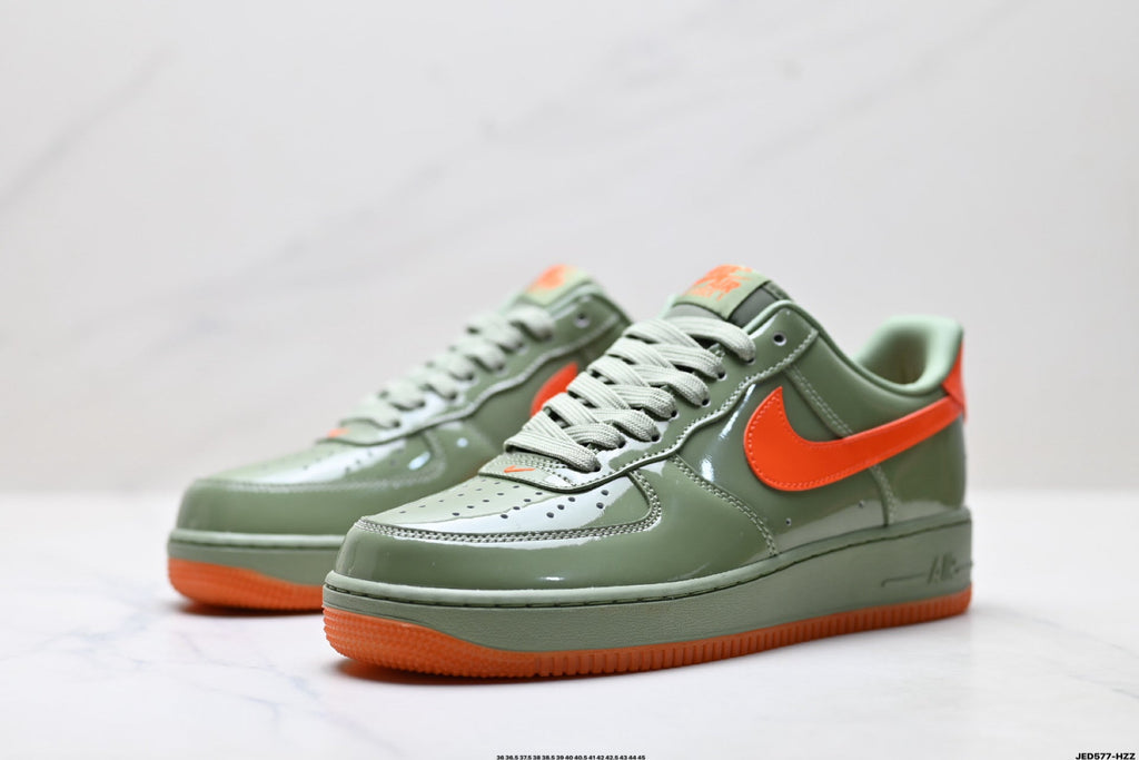 Nike Air Force 1 Low Sage Green Orange Unisex Sneakers Style 23