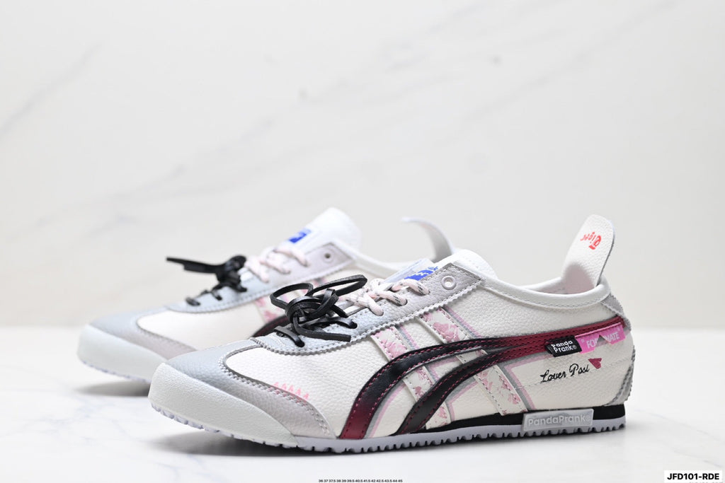 Onitsuka Tiger Retro Low Top White Black Burgundy Unisex Shoes Style 27