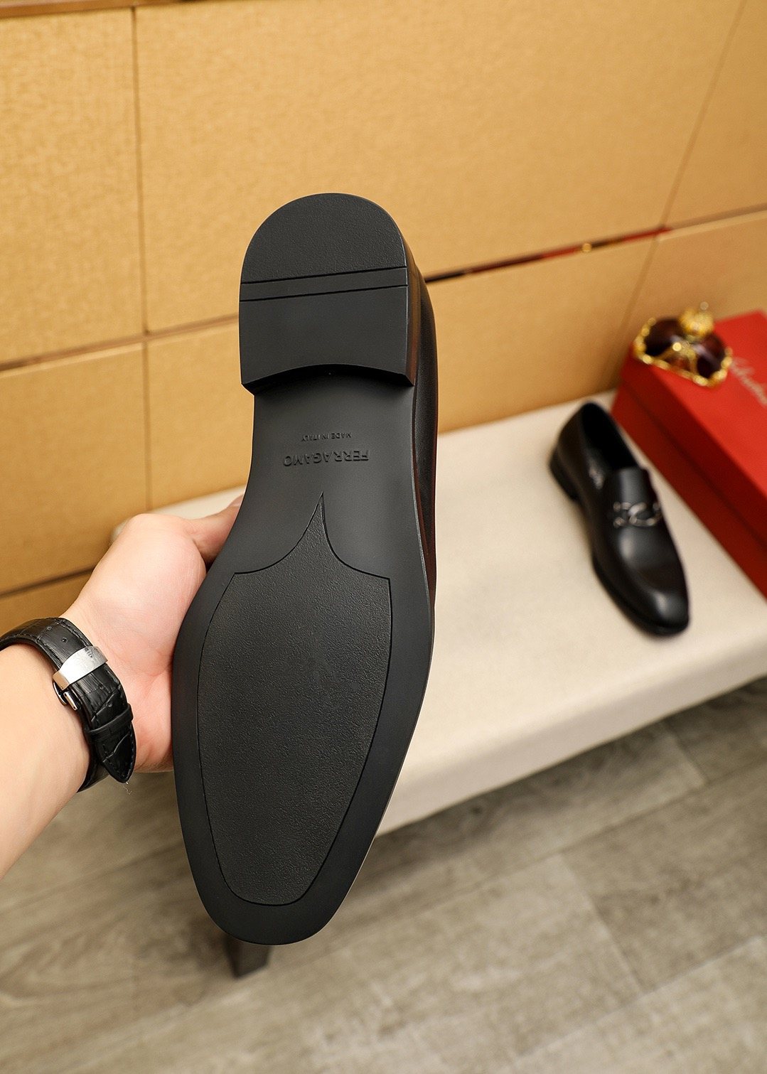 Ferragamo Black Leather Bit Loafers - Metal Bit Hardware