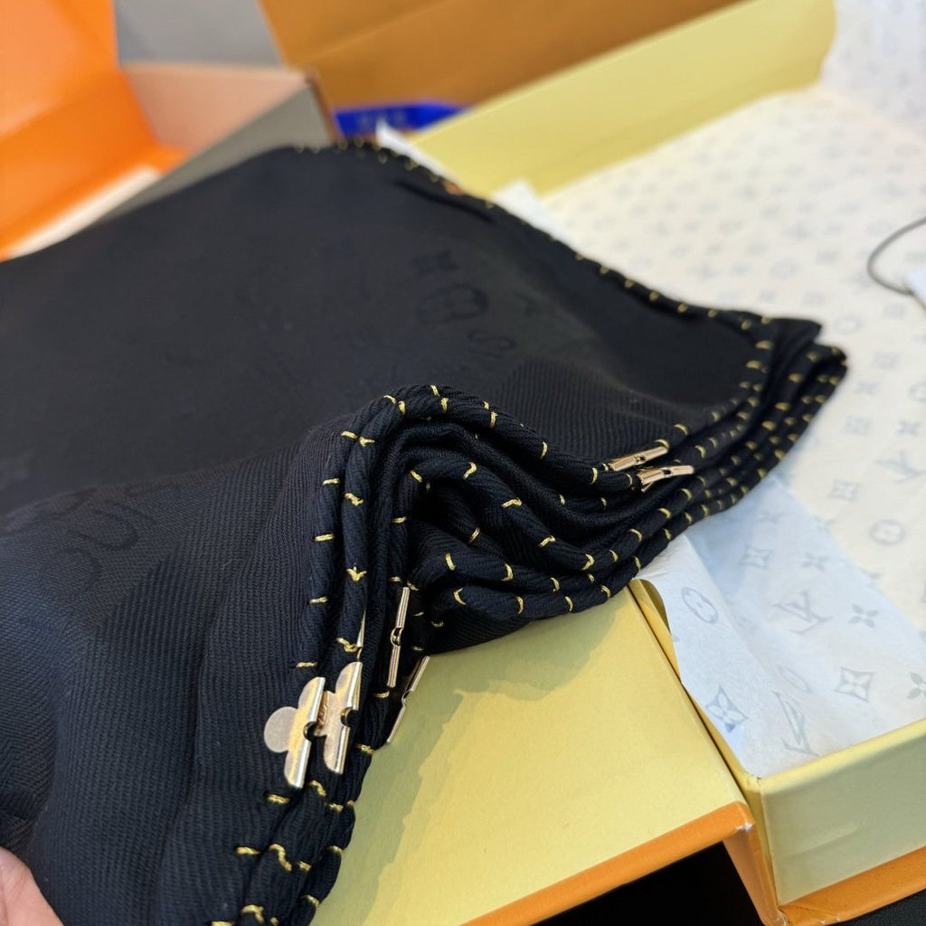 Louis Vuitton Navy Blue Patterned Scarf