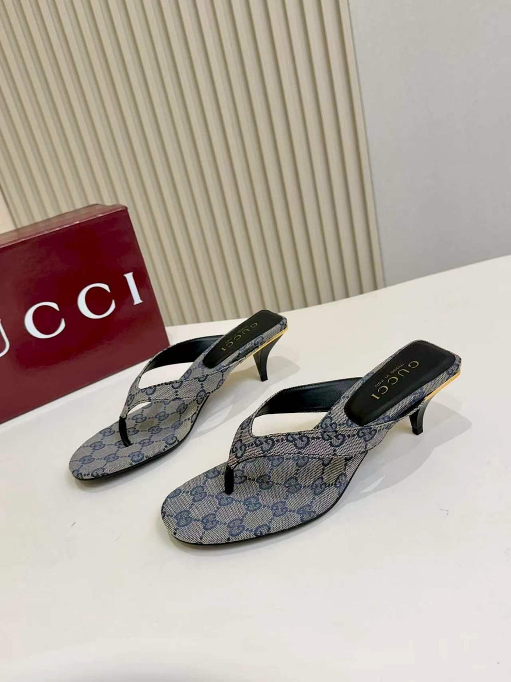Gucci Monogram Low-Heeled Slingback Sandals