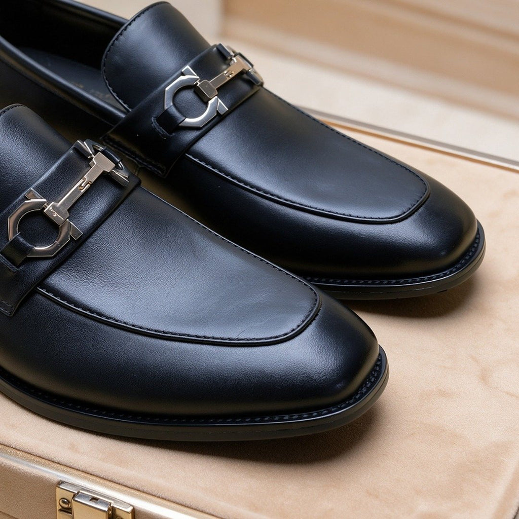 Ferragamo Black Bit Loafers