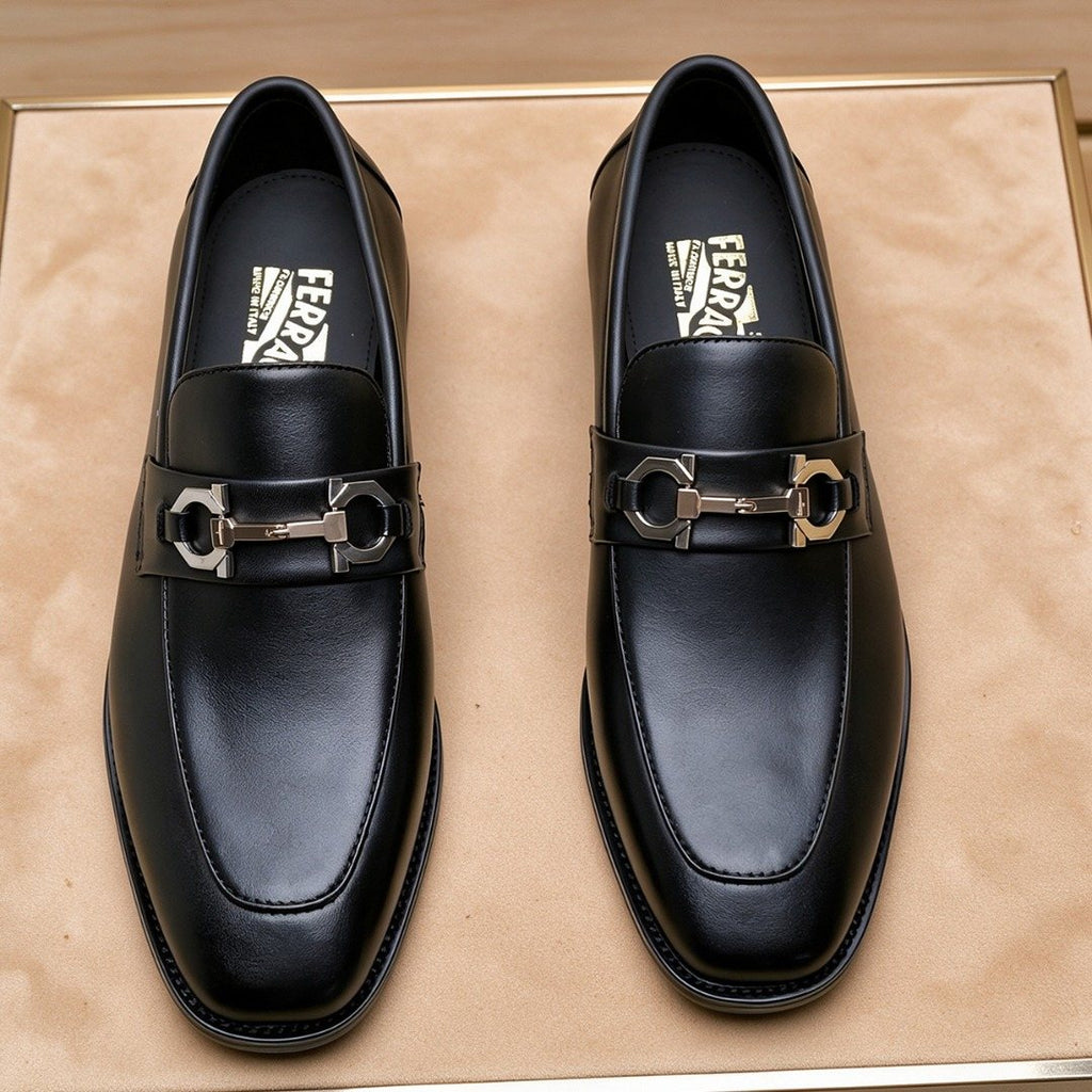 Ferragamo Black Bit Loafers