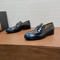 Zegna Men's Dark Navy Leather Loafers
