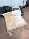 Chanel Logo Panel Fringed Scarf