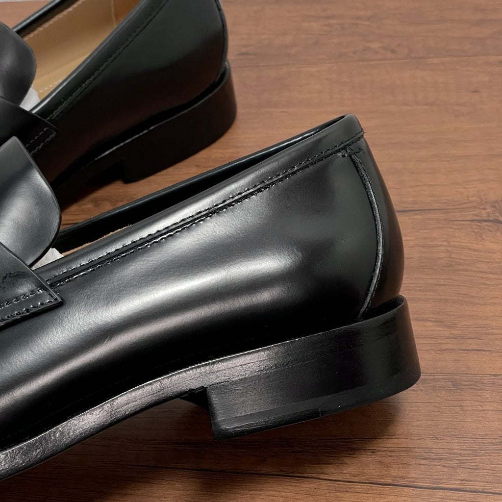 Zegna Men's Black Leather Z-Accent Loafers