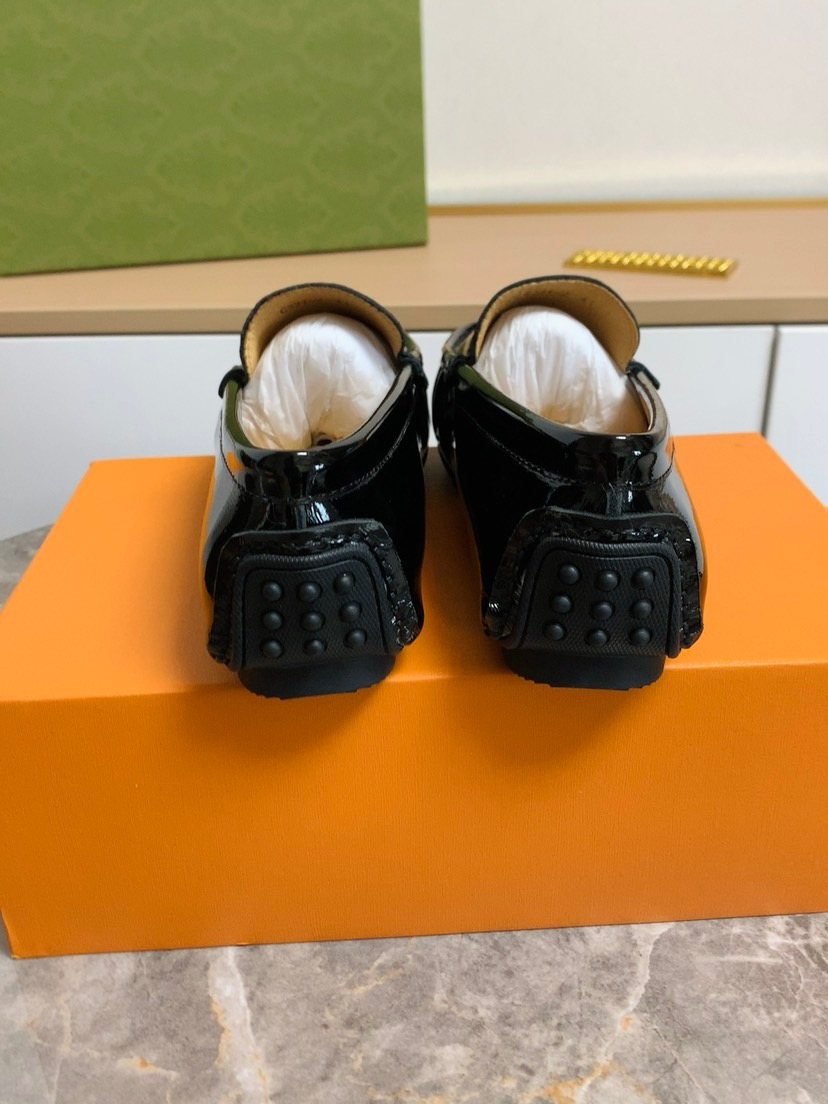 Louis Vuitton Men's Black Leather Loafers - Tan Interior