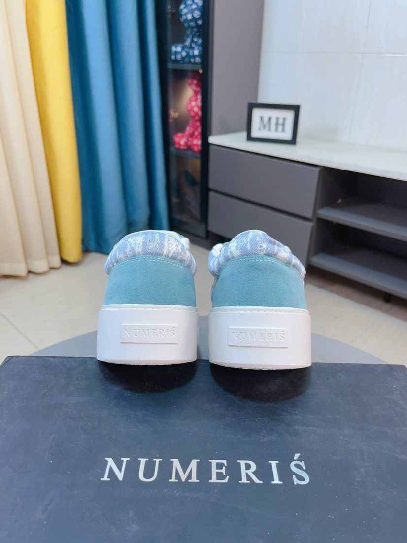 NUMERIS Men's Turquoise Patterned Low-Top Sneakers