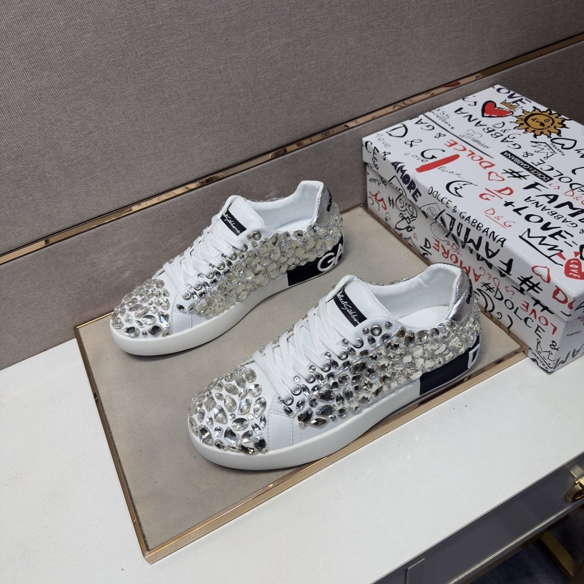 Dolce & Gabbana Crystal Low-Top Sneakers