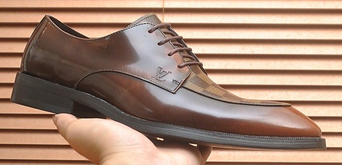 Louis Vuitton Brown Checkered Lace-Up Dress Shoes