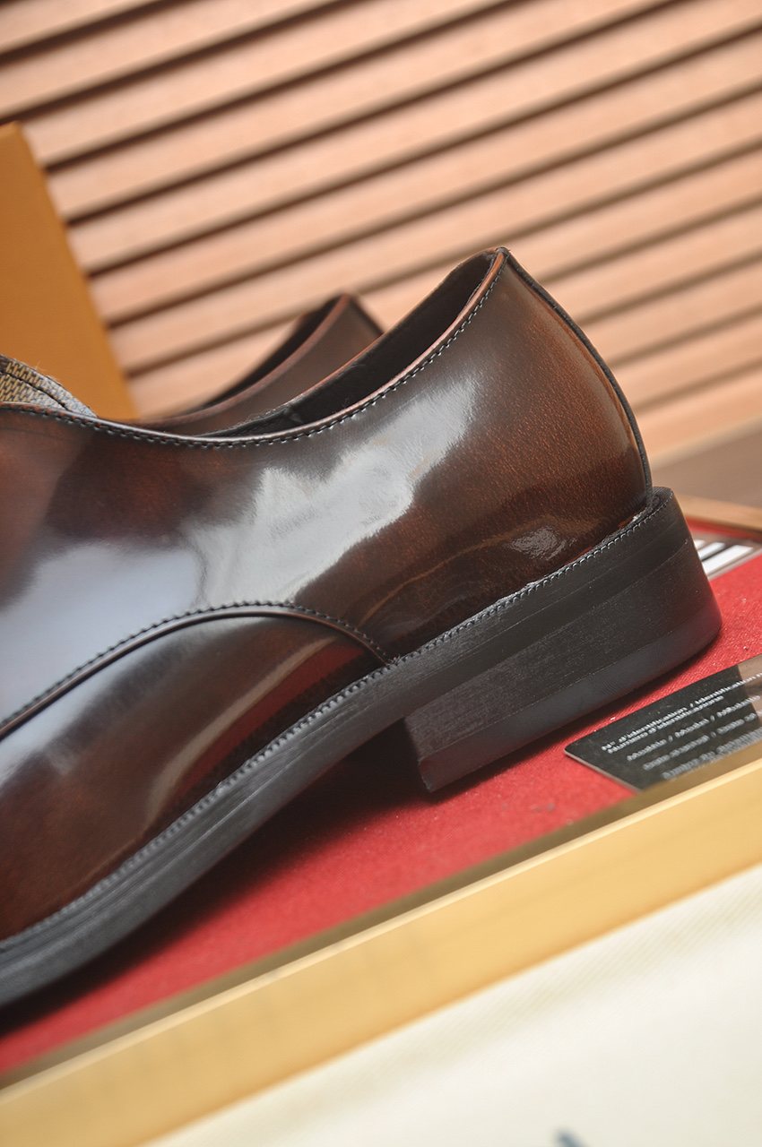 Louis Vuitton Brown Checkered Lace-Up Dress Shoes