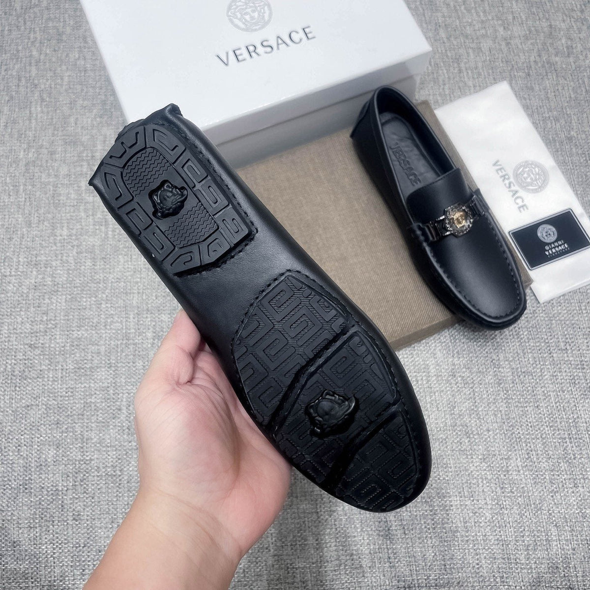 Versace Black Medallion Loafers