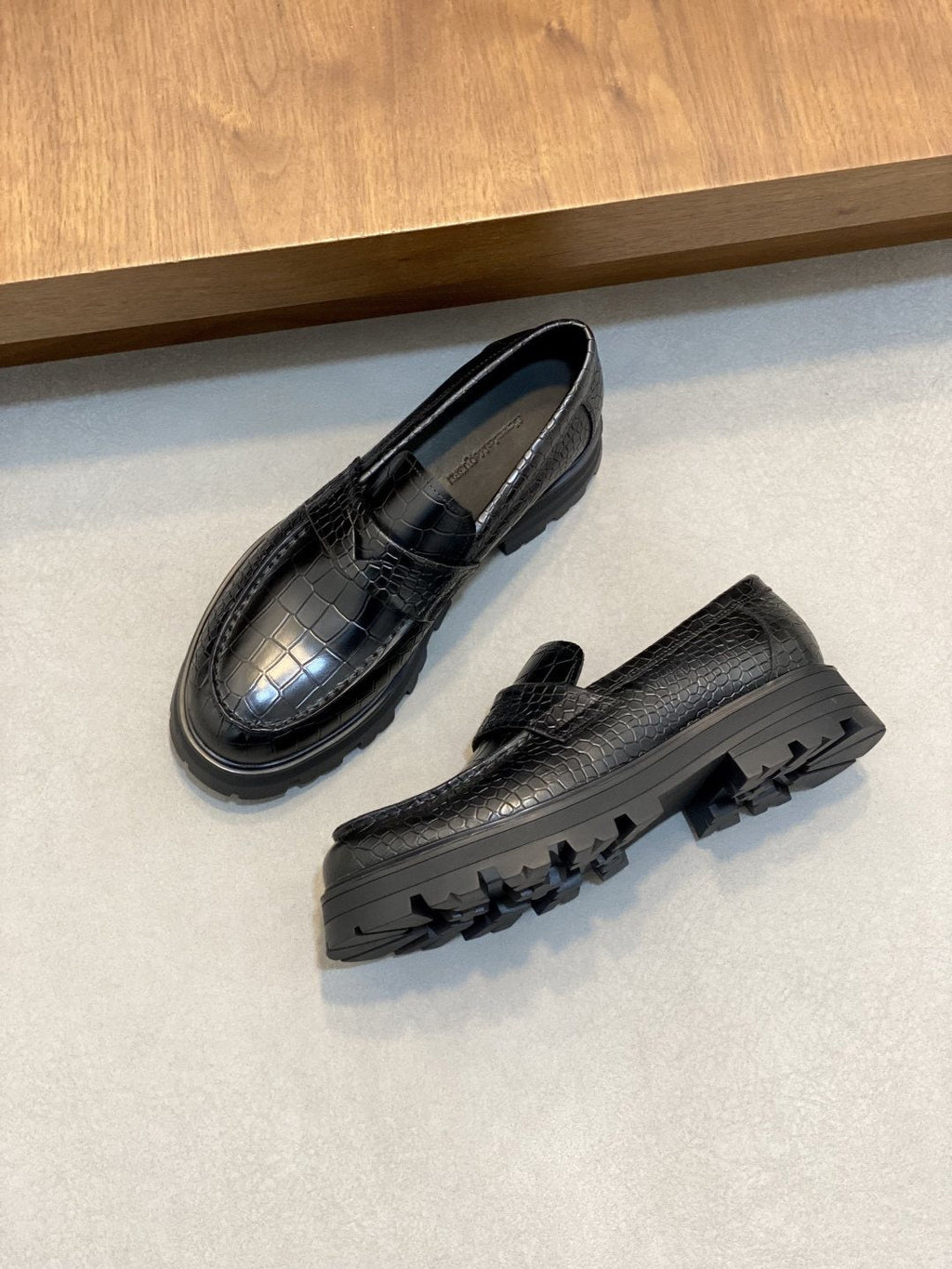 Alexander McQueen Men's Croc-Embossed Lug-Sole Loafers