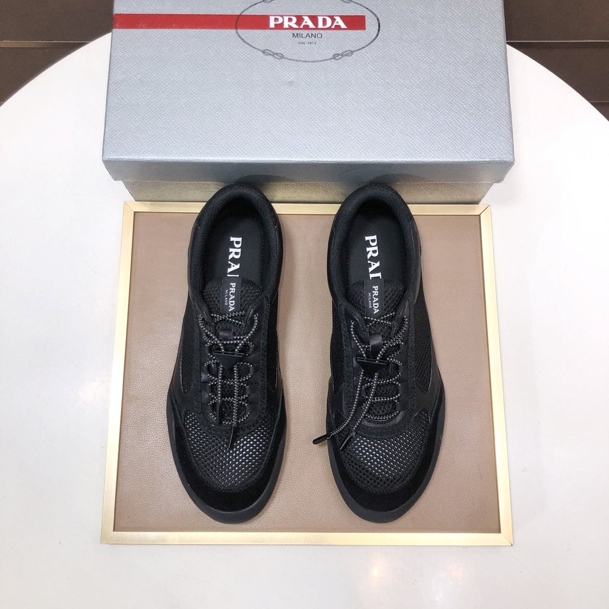 Prada Mesh Panel Low-Top Sneakers - Contrast Trim