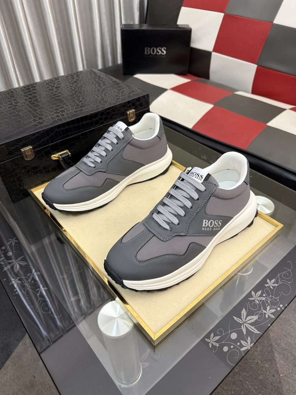 BOSS Men's Lace-Up Low-Top Sneakers