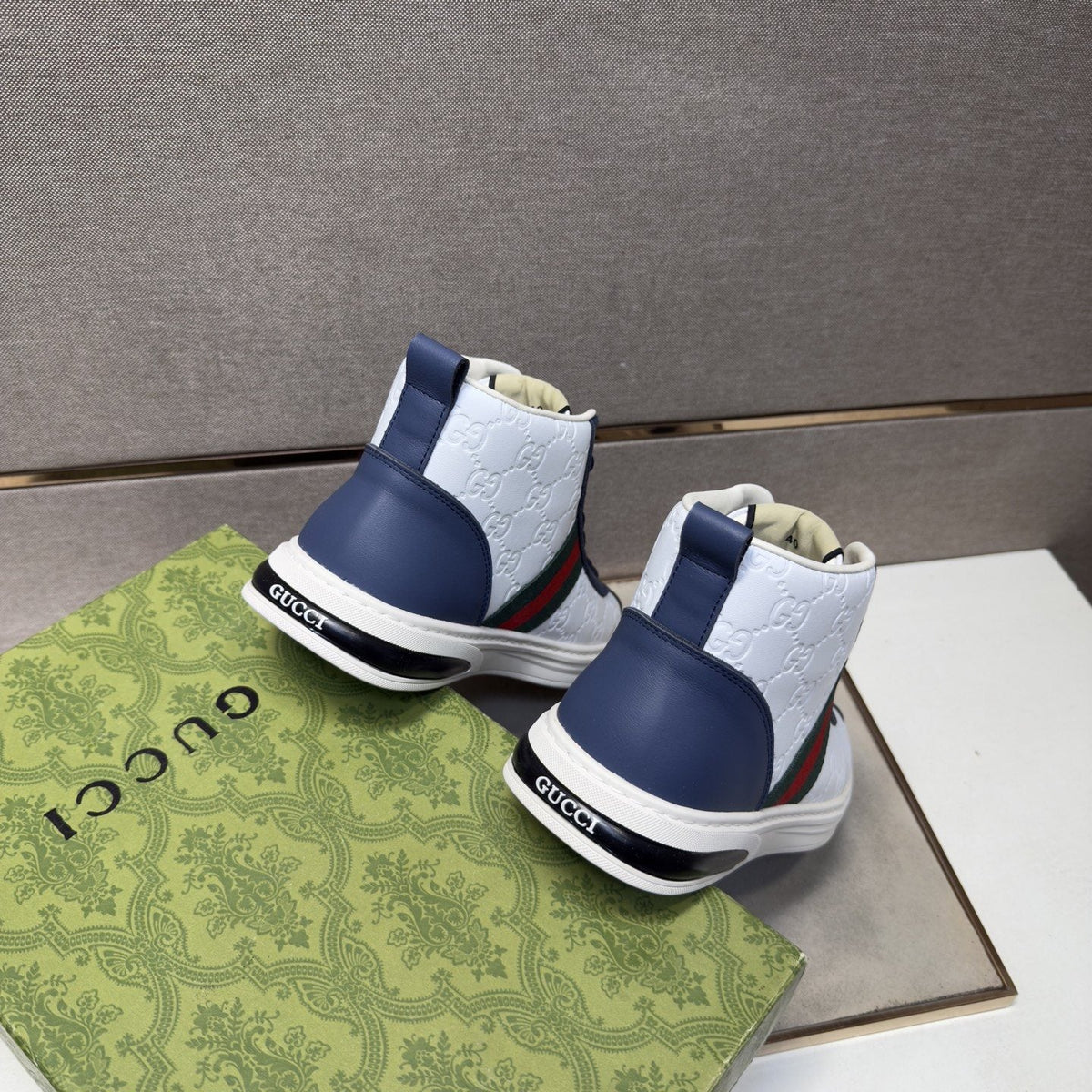 Gucci Green and Red Stripe High-Top Sneakers