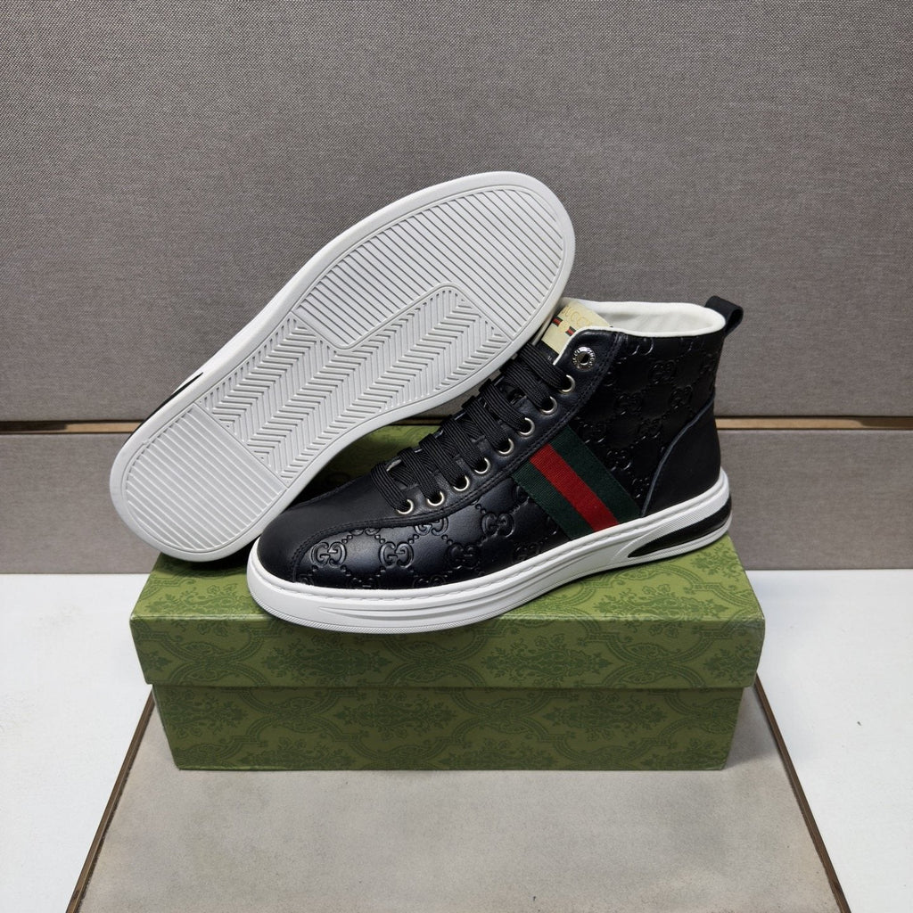 Gucci Green and Red Stripe High-Top Sneakers