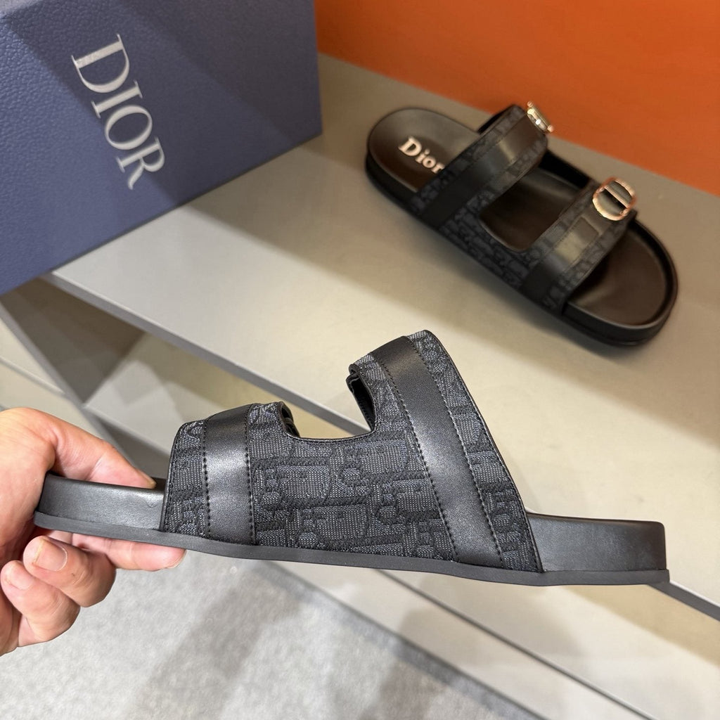 Dior Patterned Double-Strap Slide Sandals