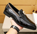 Versace Black Glossy Hardware Loafers