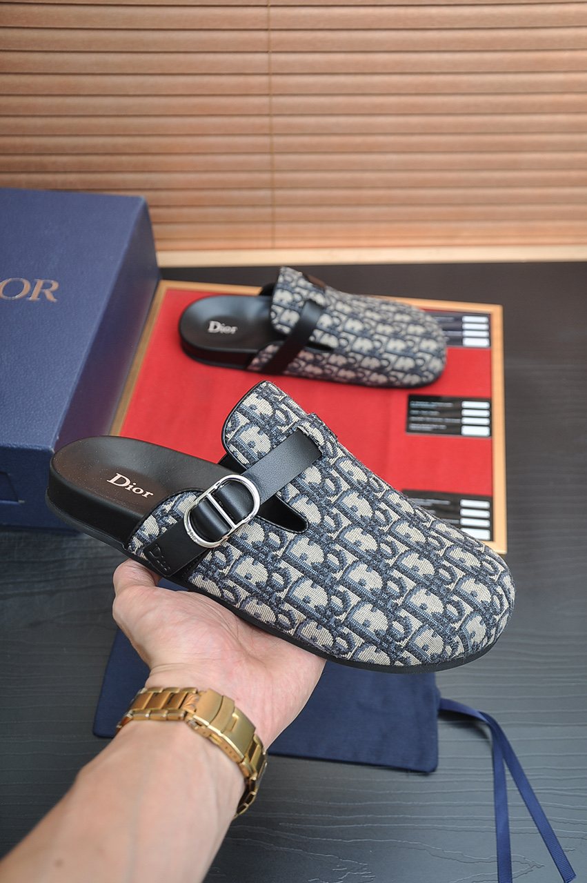 Dior Buckled Closed-Toe Mules