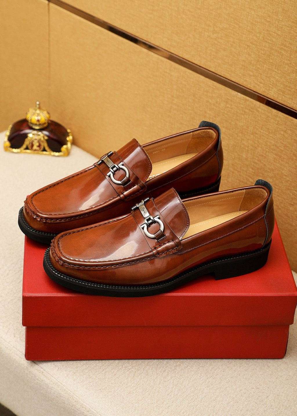 Ferragamo Leather Bit Loafers - Moc-Toe Stitching