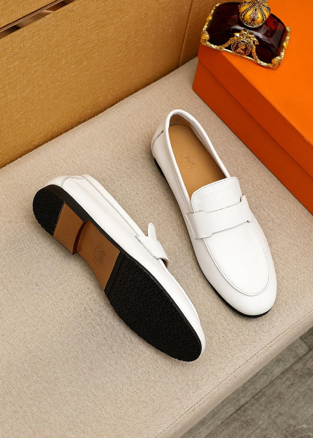 Hermès Pebbled Leather Loafers
