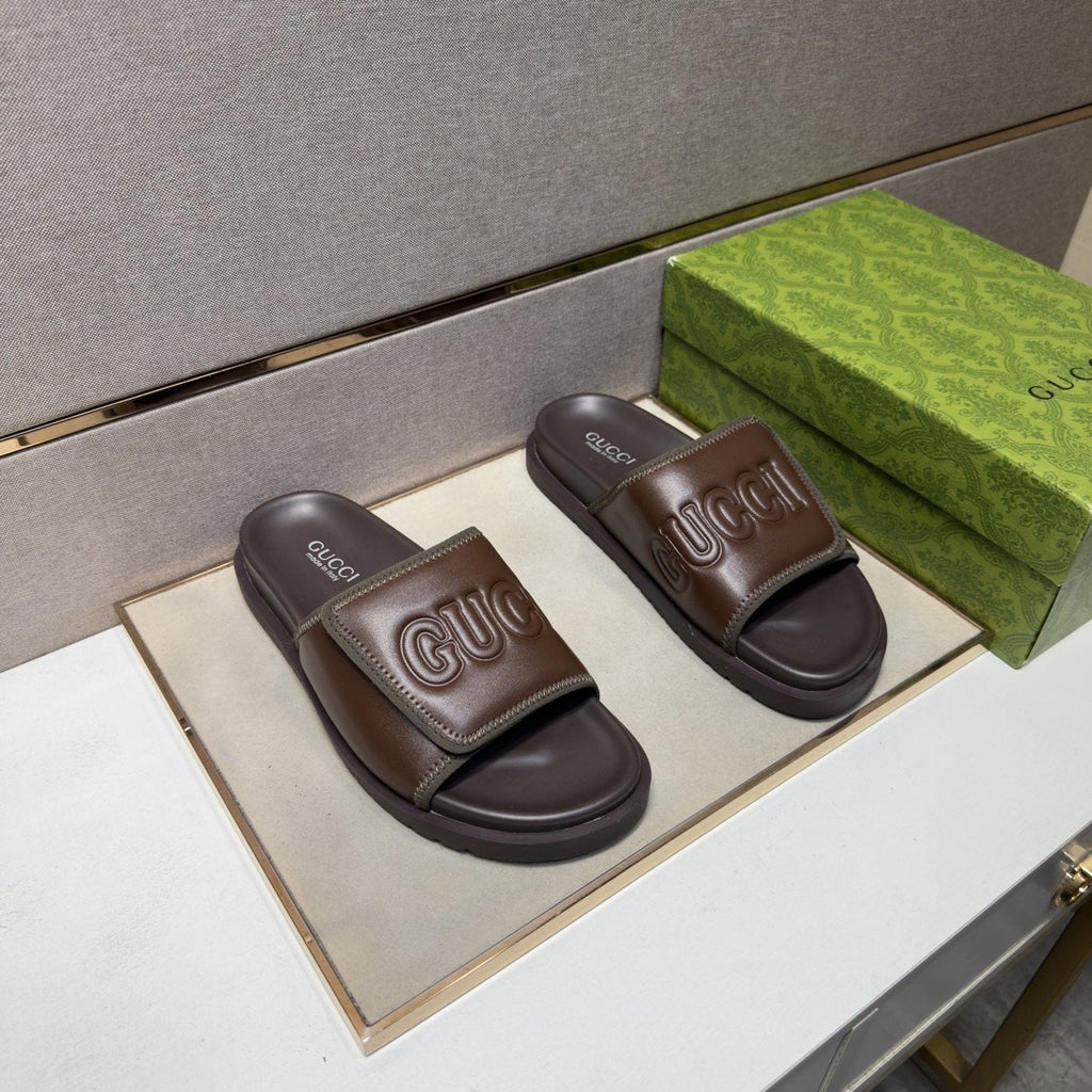 Gucci Men's Raised Logo Slide Sandals