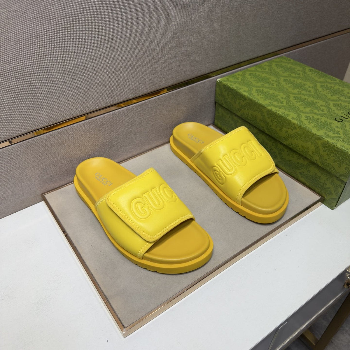 Gucci Men's Raised Logo Slide Sandals