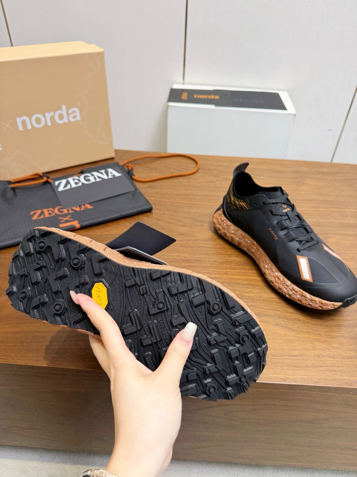 Zegna Black Contrast Lace-Up Athletic Shoes