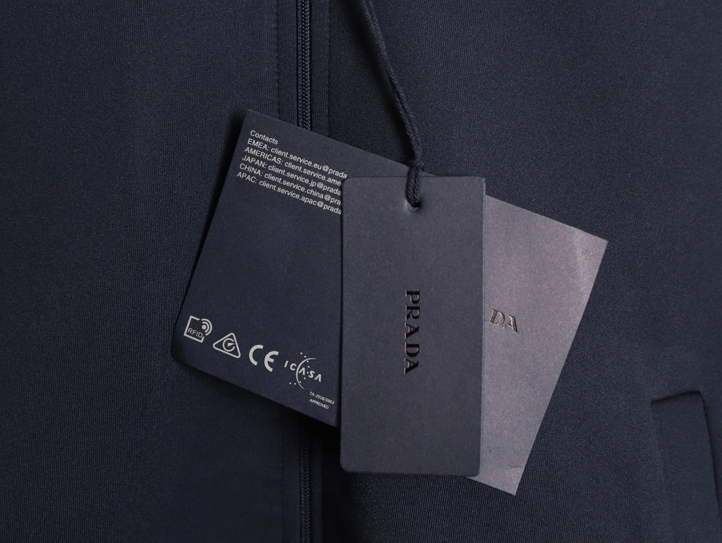 Prada Triangle-Label Detail Stand-Collar Zip Jacket - Navy