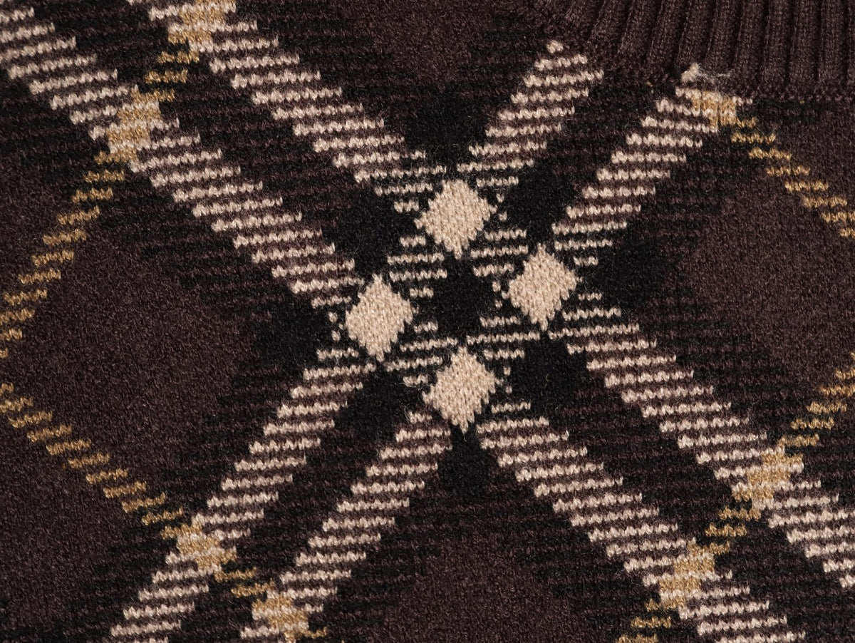 Burberry Diagonal-Check Crewneck Sweater - Dark Brown