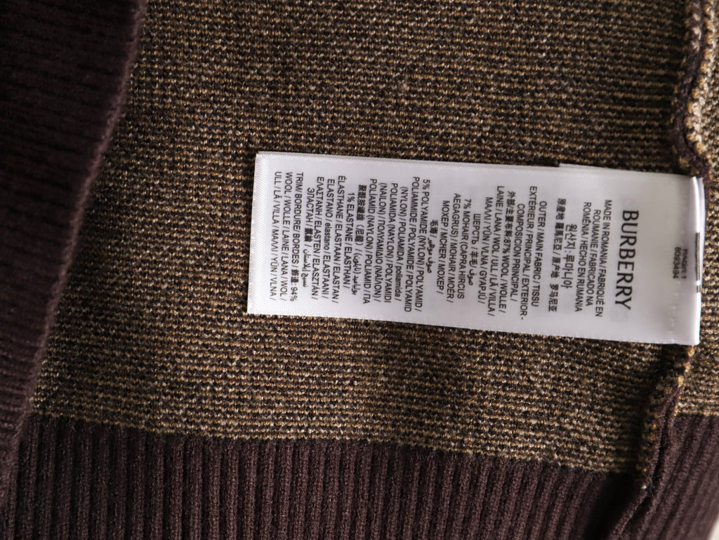 Burberry Diagonal-Check Crewneck Sweater - Dark Brown